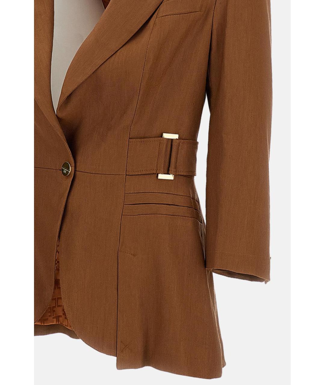 ELISABETTA FRANCHI Коричневый вискозный жакет/пиджак, фото 3