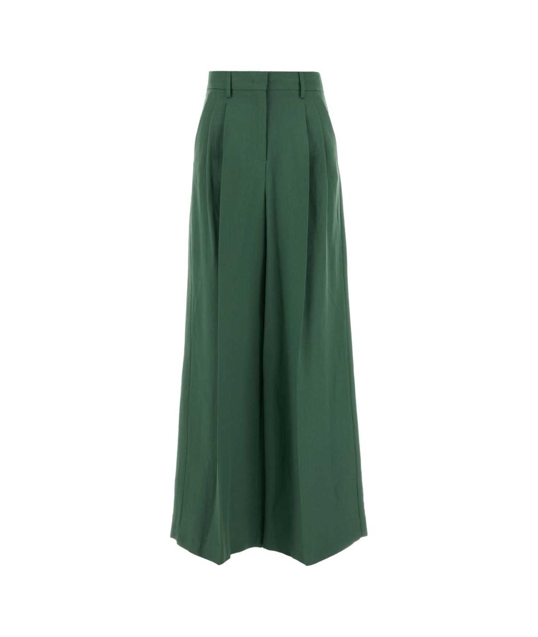 WEEKEND MAX MARA Зеленые льняные прямые брюки, фото 1