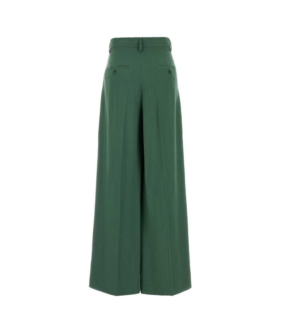 WEEKEND MAX MARA Зеленые льняные прямые брюки, фото 2