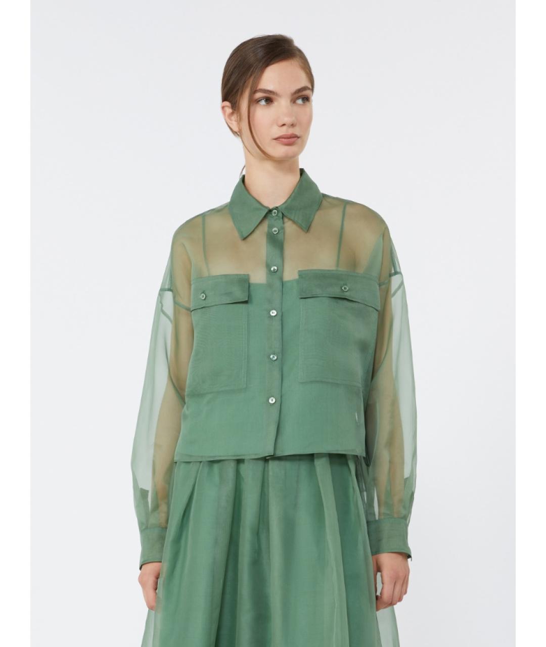 WEEKEND MAX MARA Зеленая хлопковая рубашка, фото 3