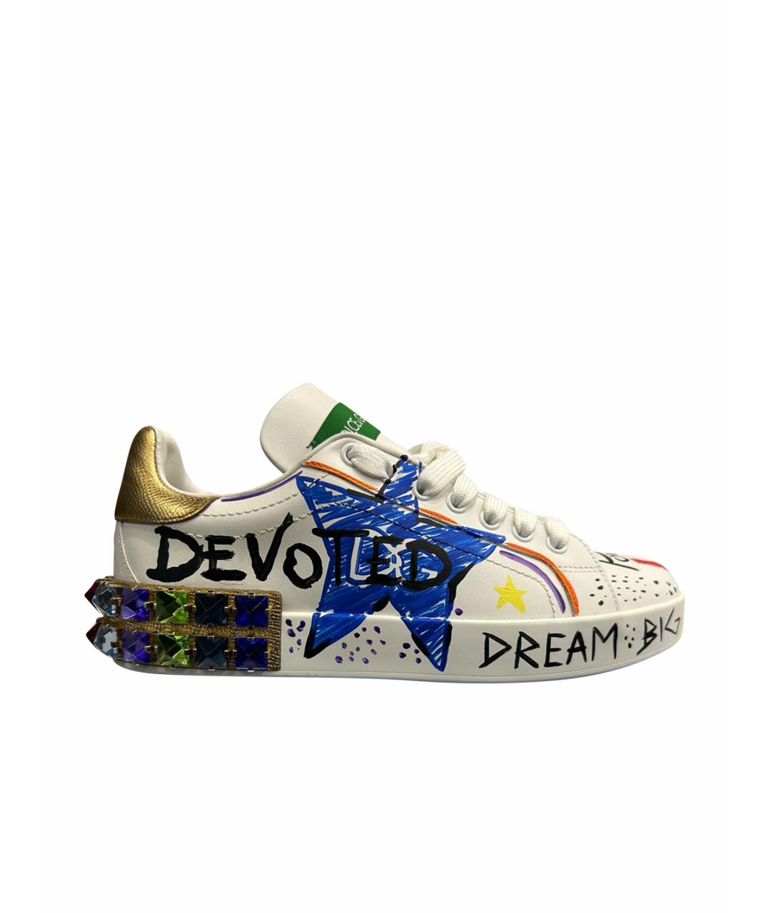 DOLCE&GABBANA Белые кожаные кроссовки, фото 1