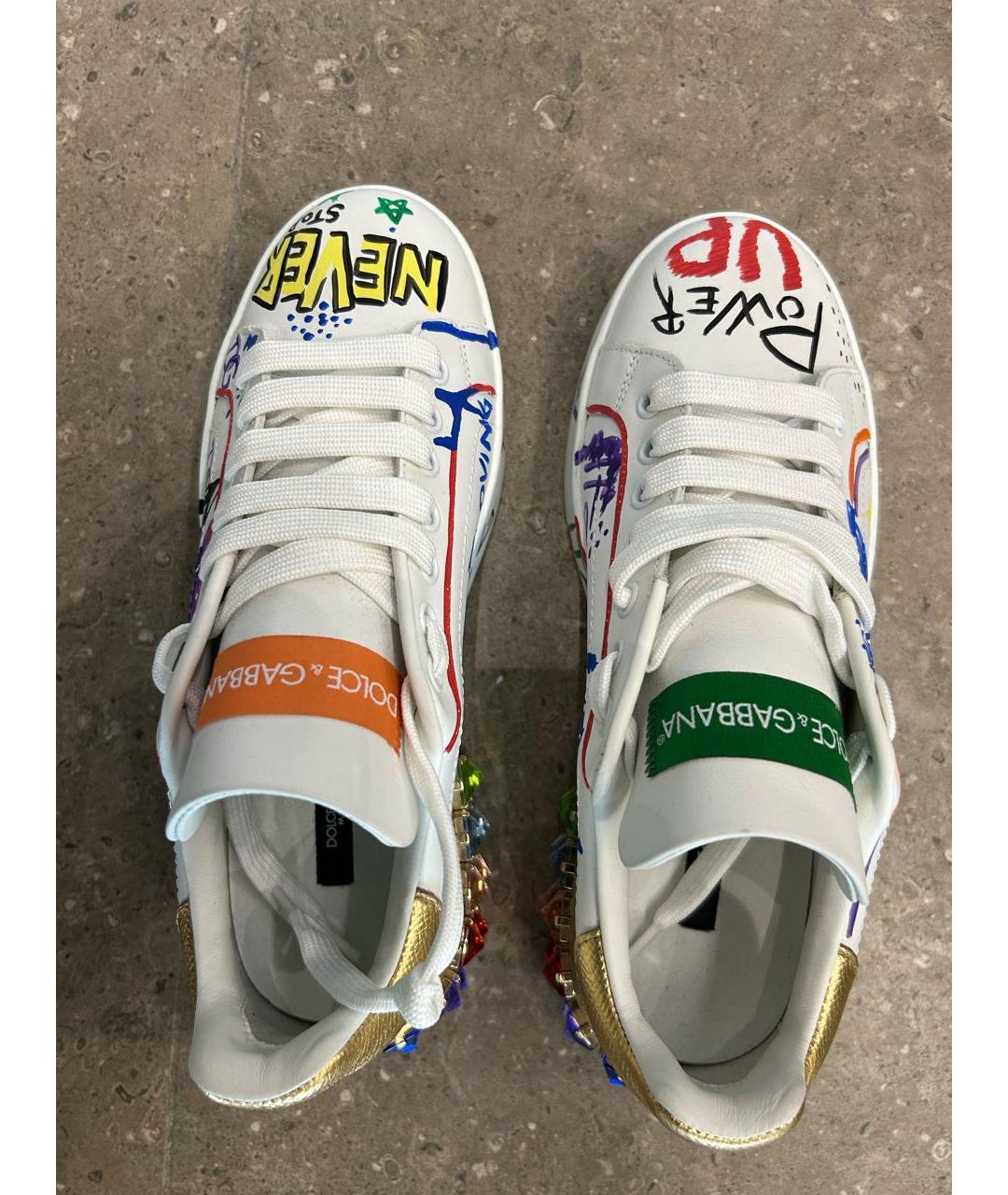 DOLCE&GABBANA Белые кожаные кроссовки, фото 3