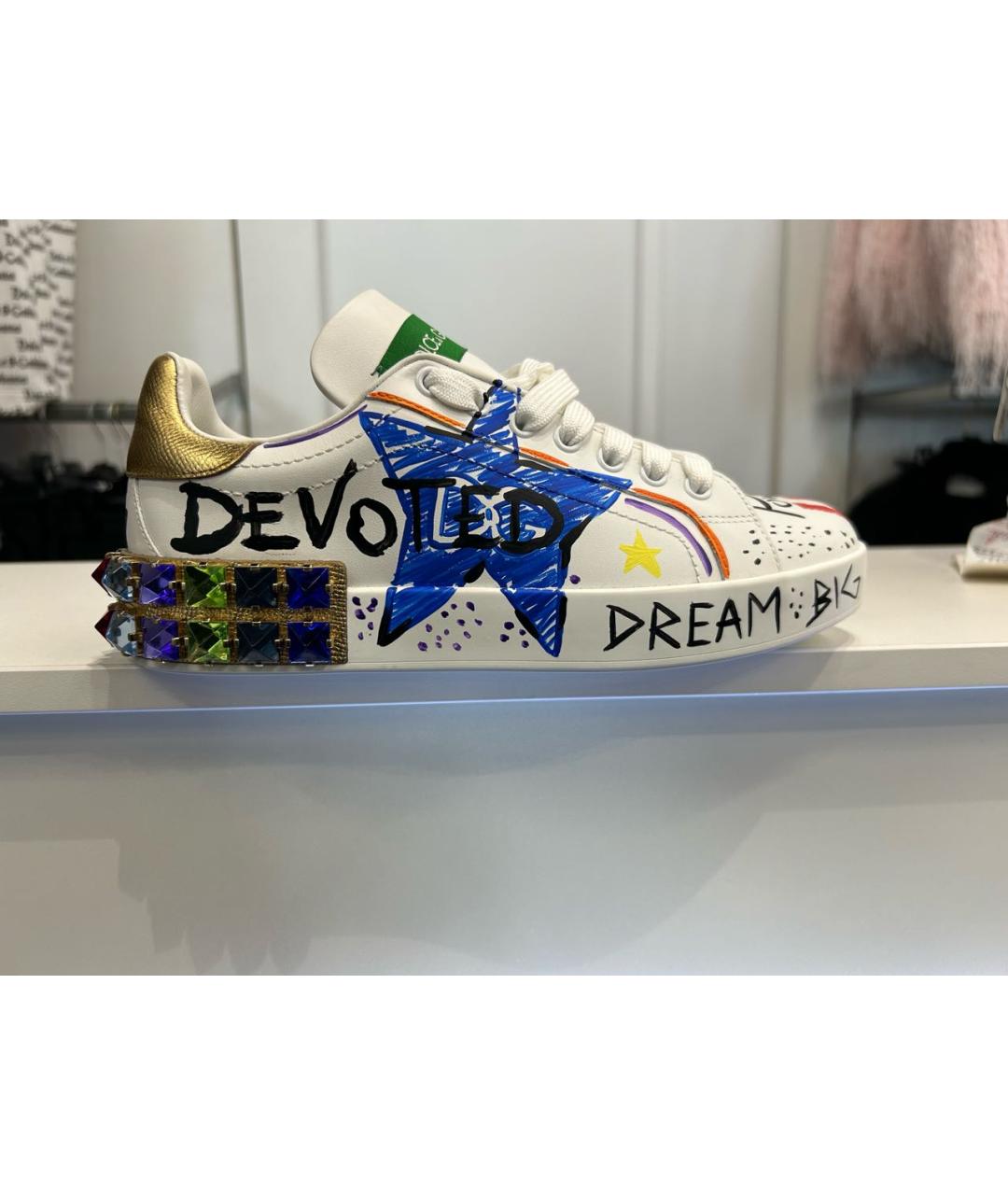 DOLCE&GABBANA Белые кожаные кроссовки, фото 9