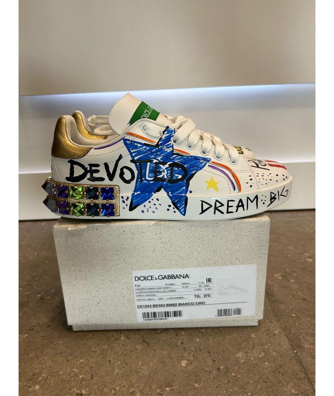 DOLCE&GABBANA Белые кожаные кроссовки, фото 6