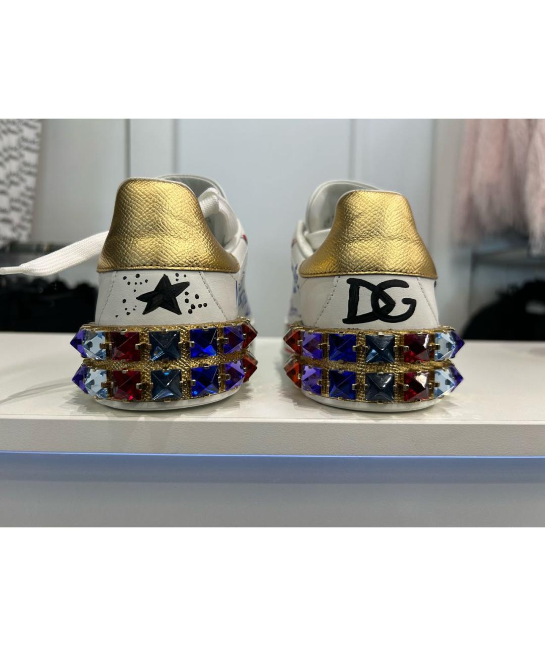 DOLCE&GABBANA Белые кожаные кроссовки, фото 4