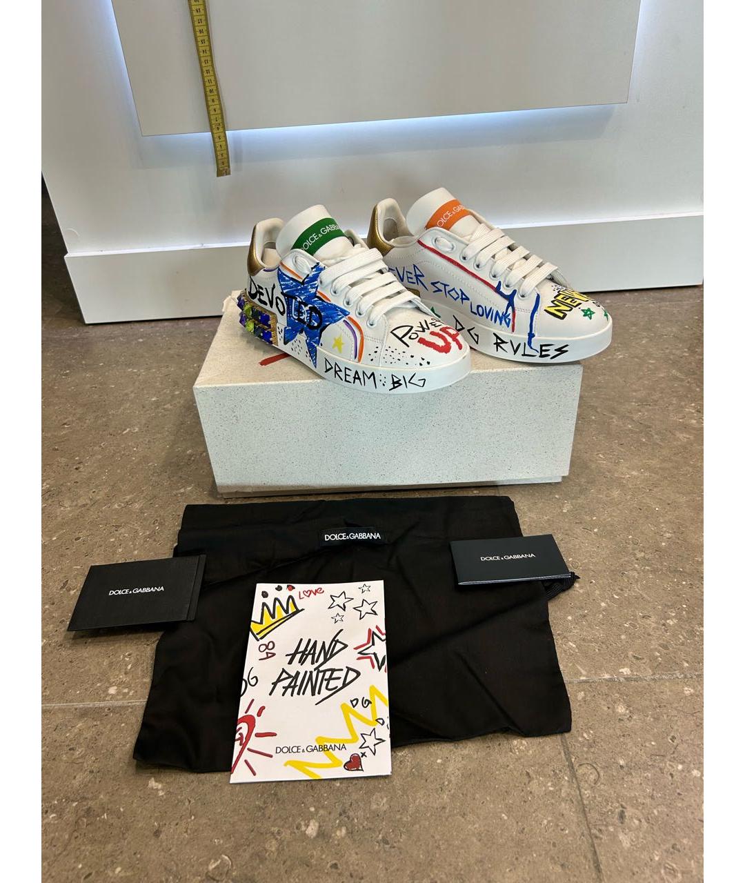 DOLCE&GABBANA Белые кожаные кроссовки, фото 5