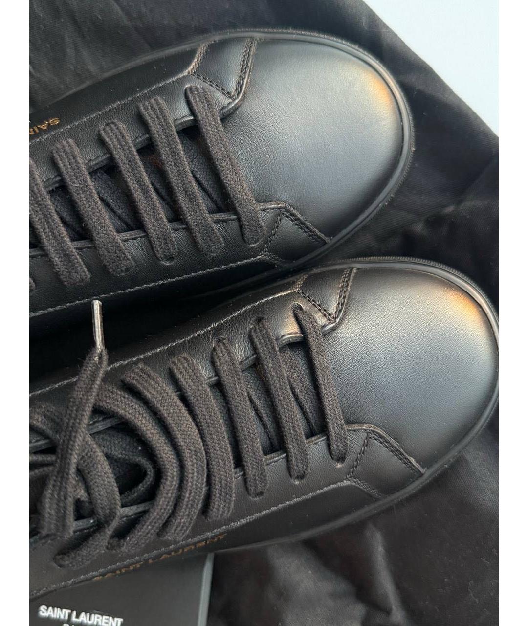 SAINT LAURENT Черные кожаные кроссовки, фото 2