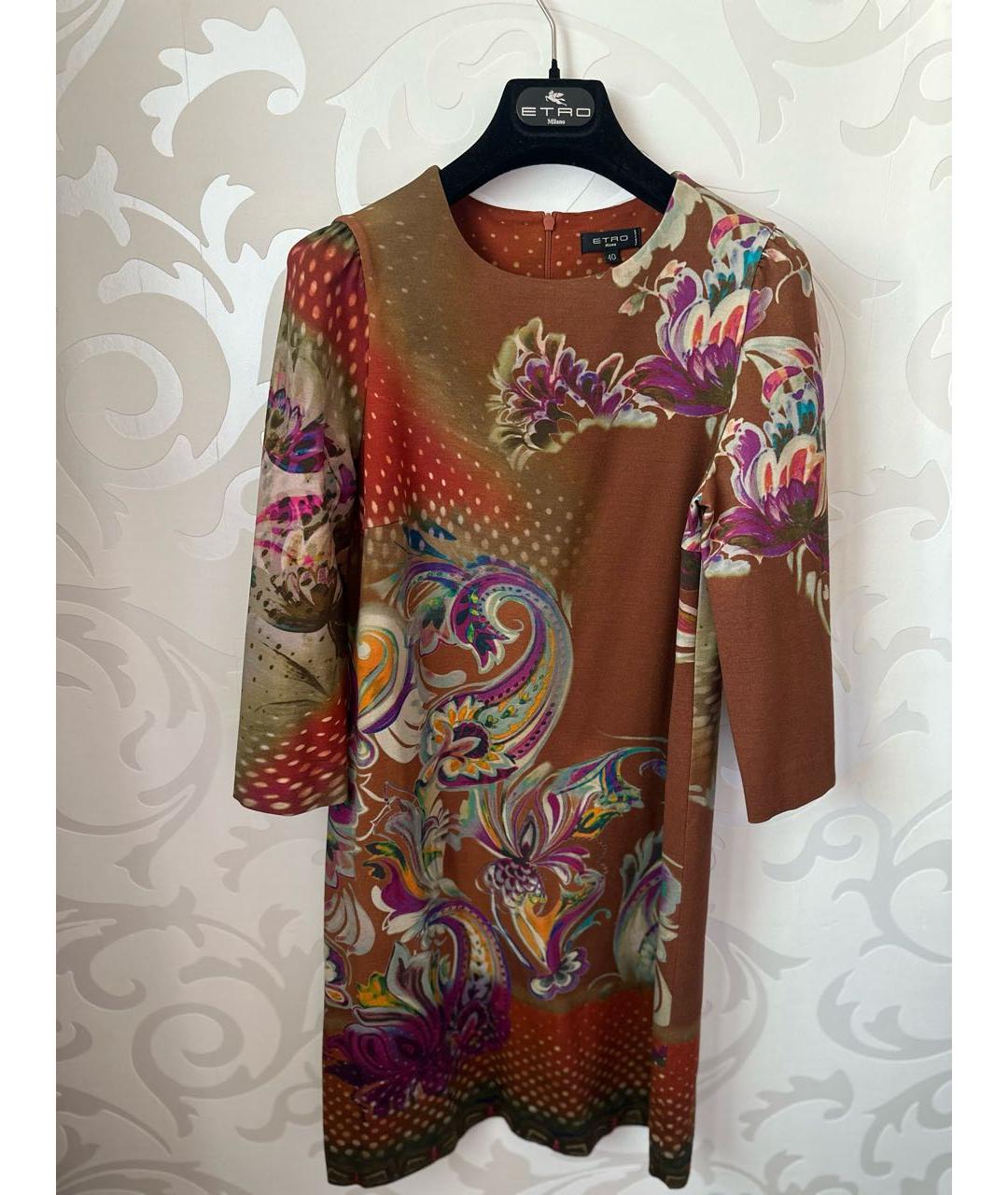 ETRO Горчичное вискозное повседневное платье, фото 5