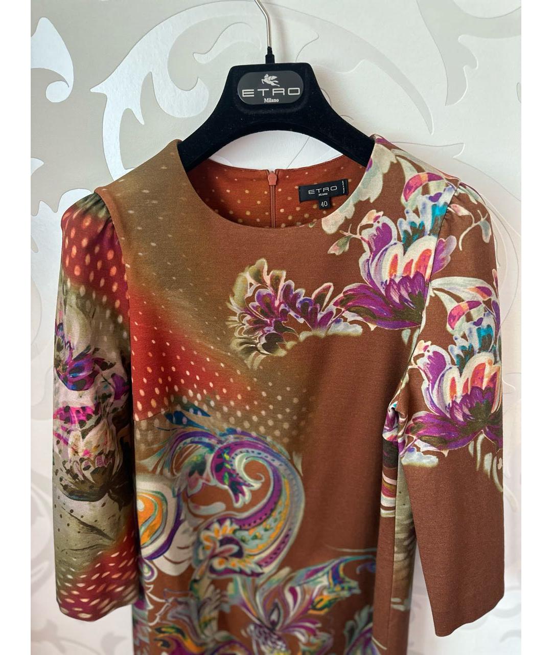 ETRO Горчичное вискозное повседневное платье, фото 3