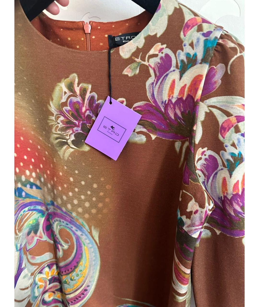 ETRO Горчичное вискозное повседневное платье, фото 8