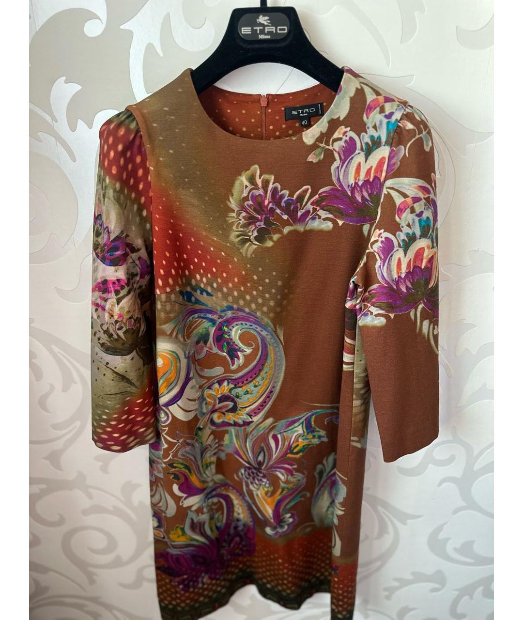 ETRO Горчичное вискозное повседневное платье, фото 6