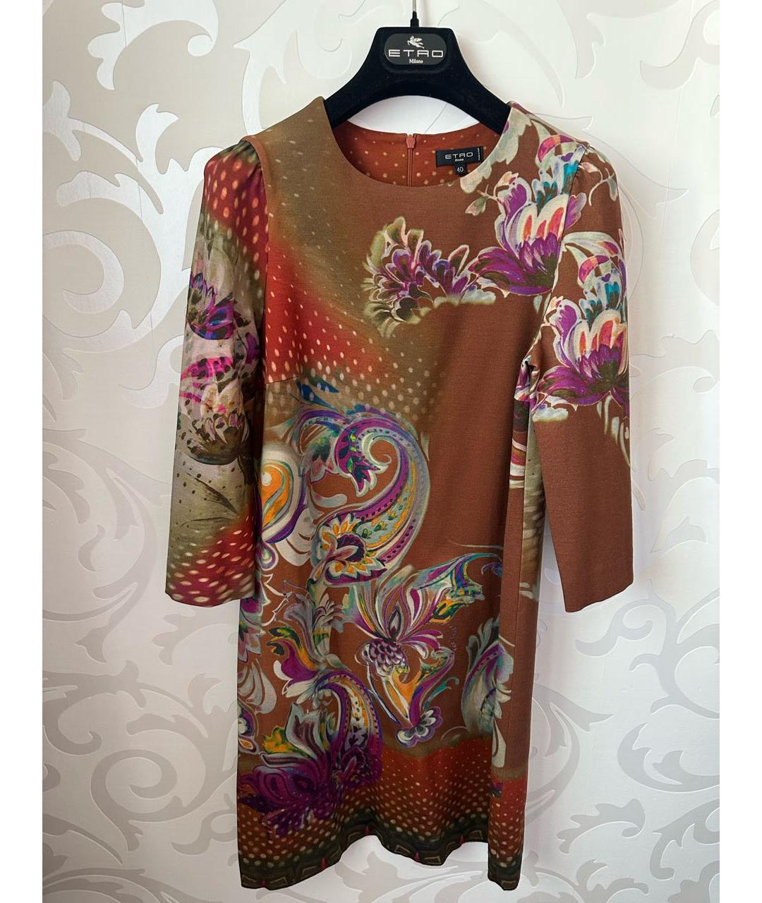 ETRO Горчичное вискозное повседневное платье, фото 9