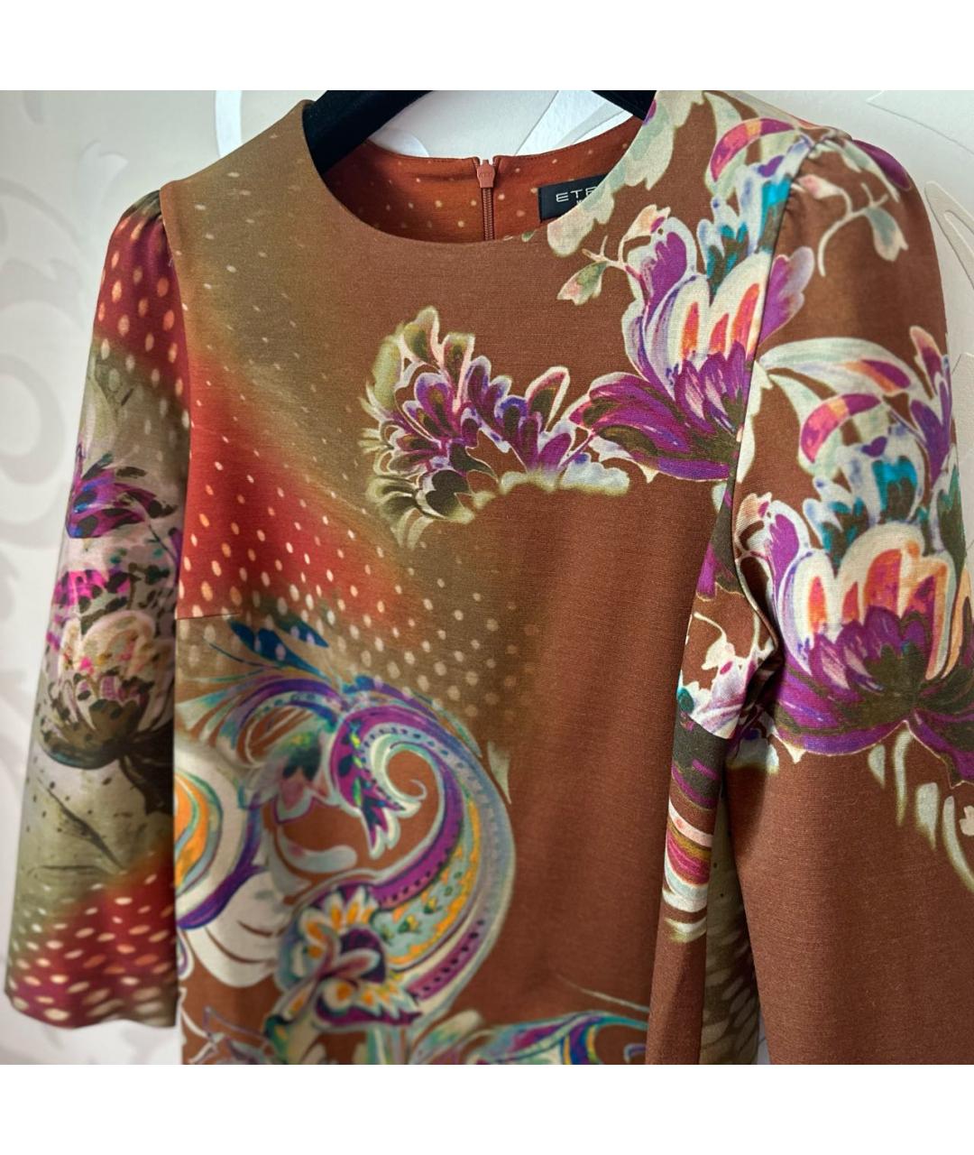 ETRO Горчичное вискозное повседневное платье, фото 4