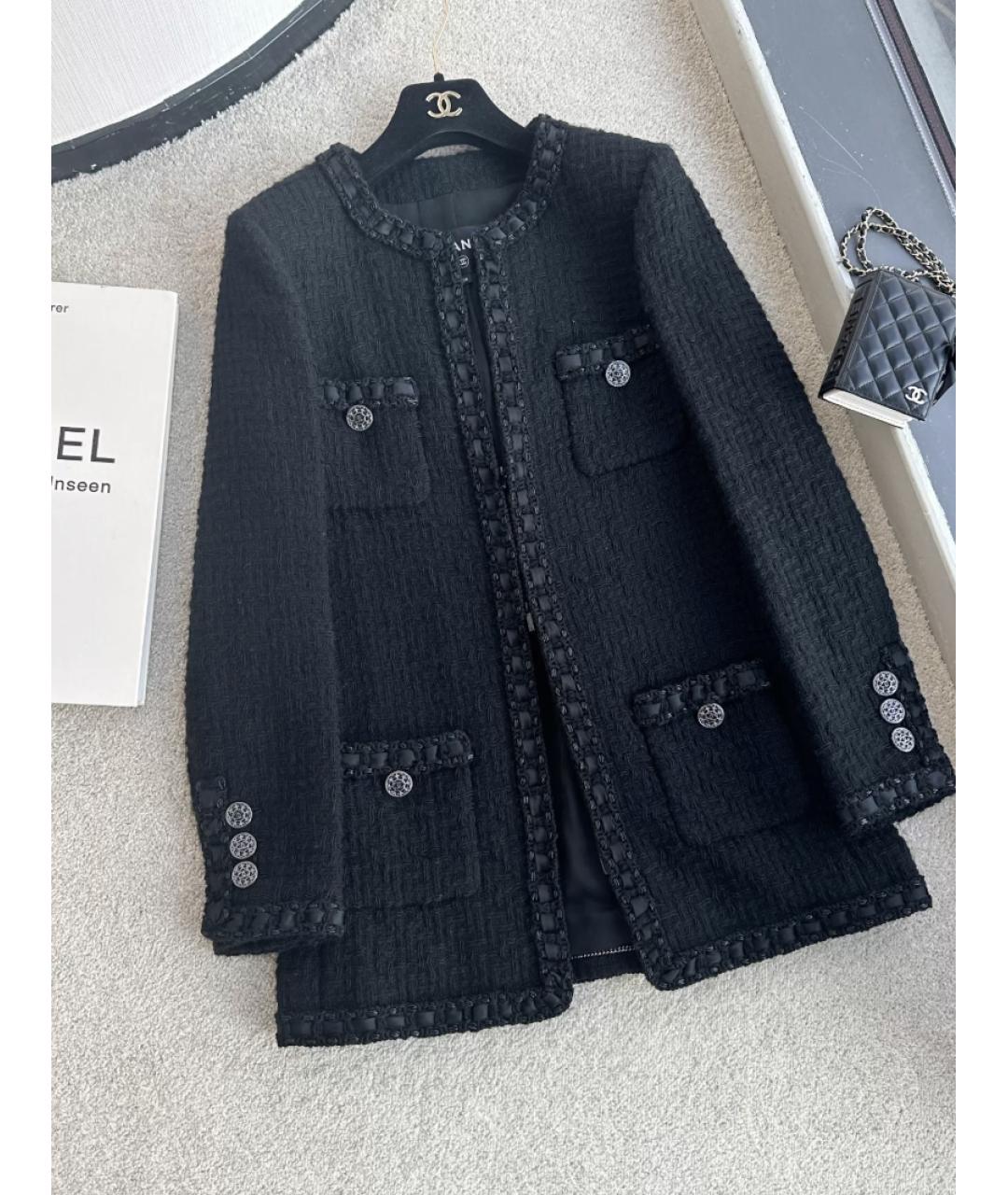 CHANEL Черное шерстяное пальто, фото 2