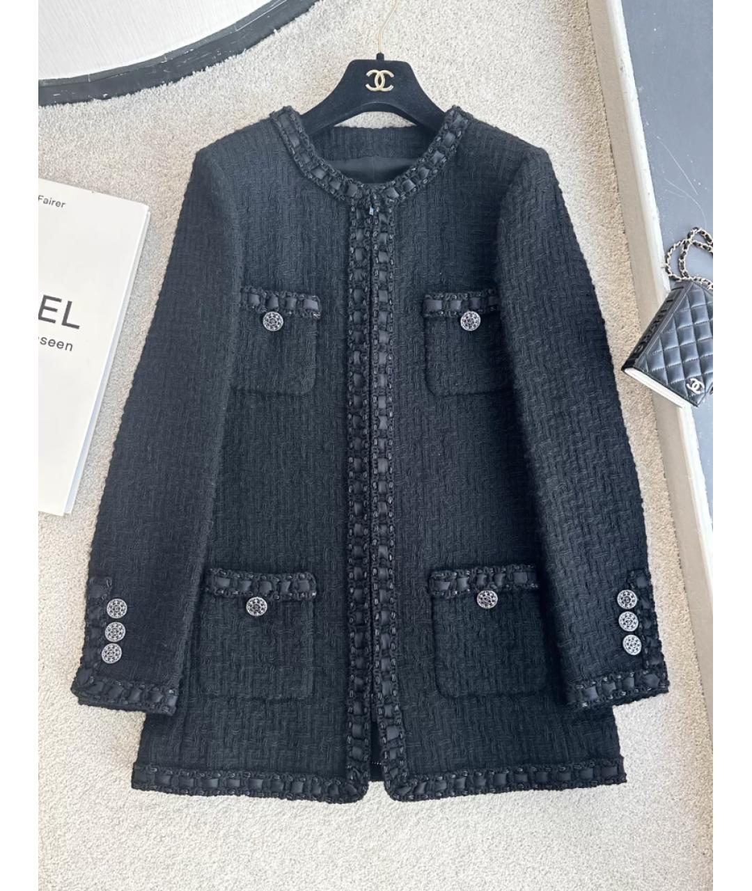 CHANEL Черное шерстяное пальто, фото 7