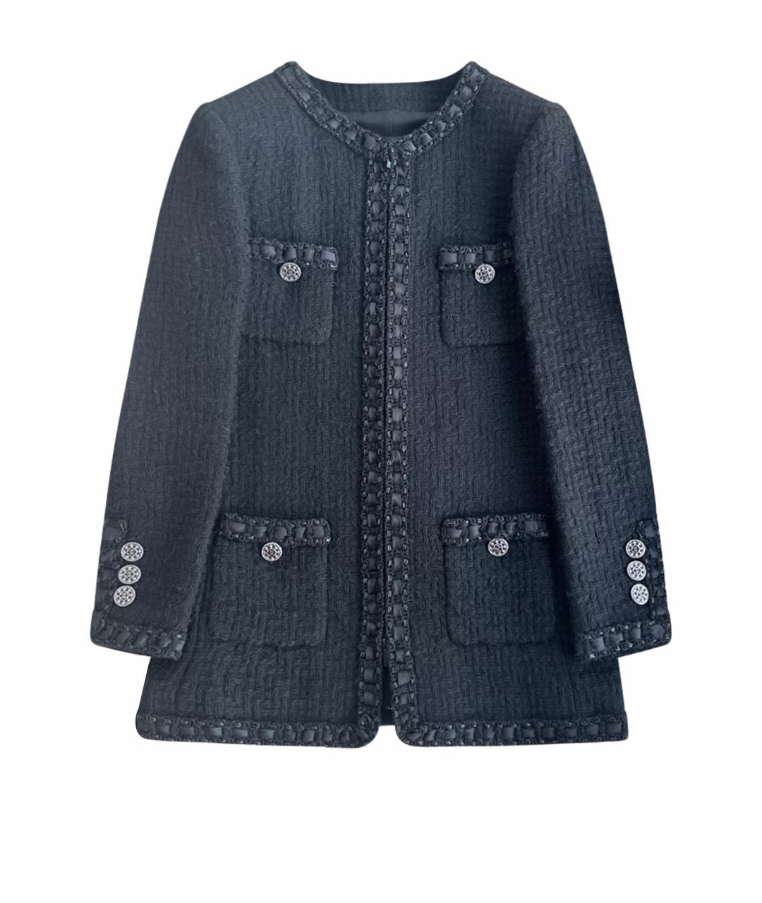 CHANEL Черное шерстяное пальто, фото 1