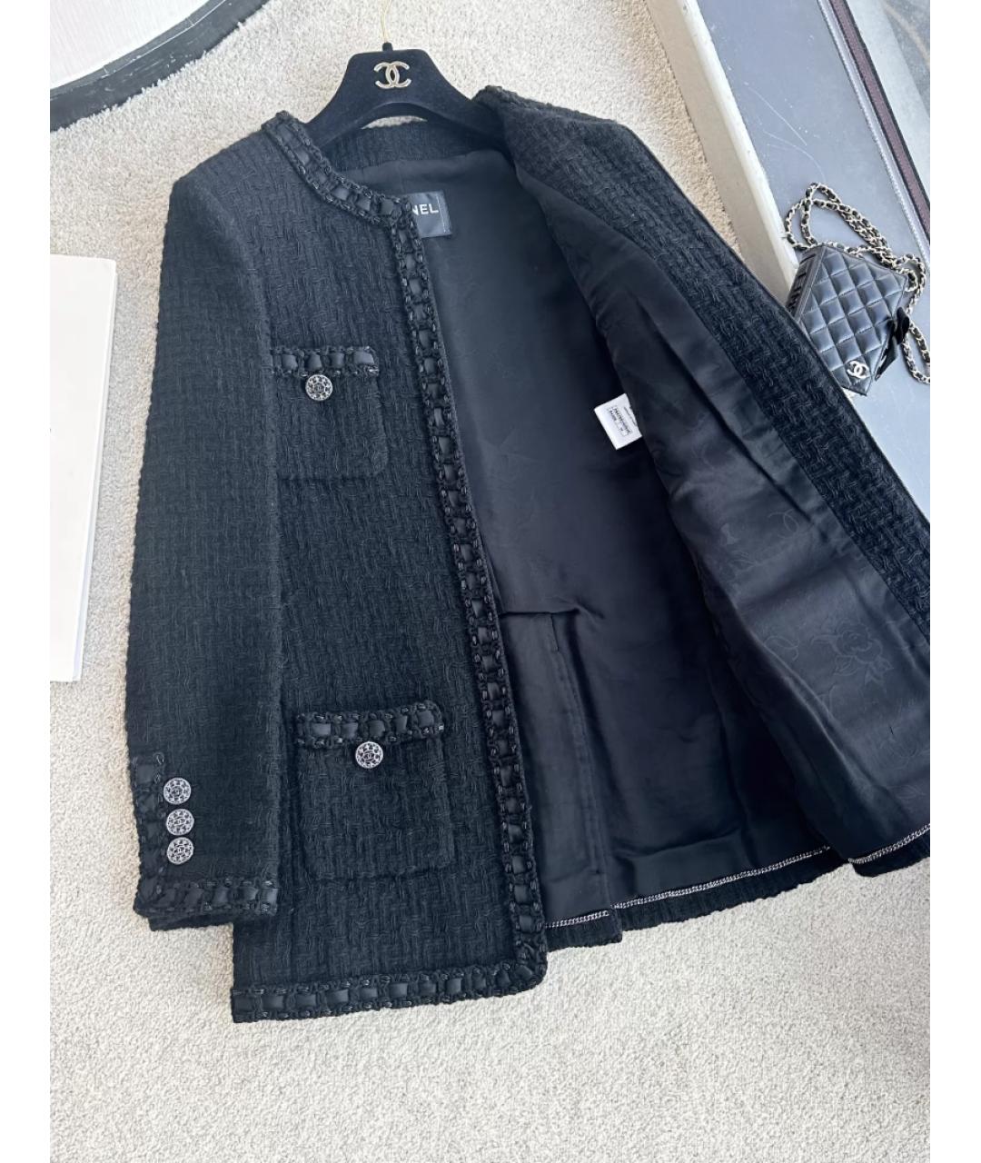 CHANEL Черное шерстяное пальто, фото 3