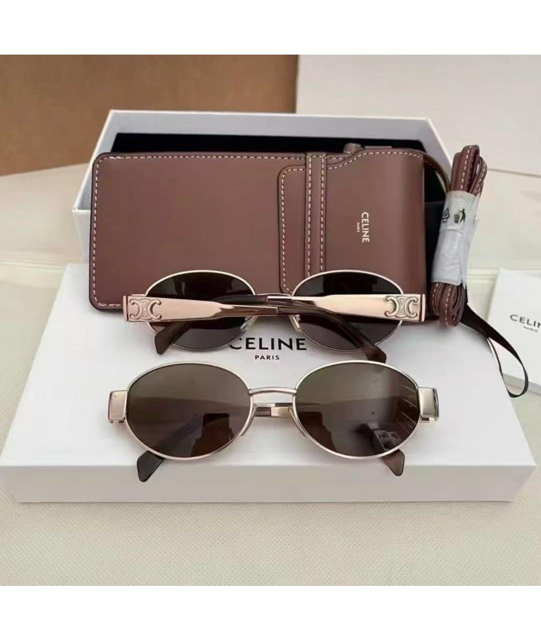 CELINE Золотые металлические солнцезащитные очки, фото 2