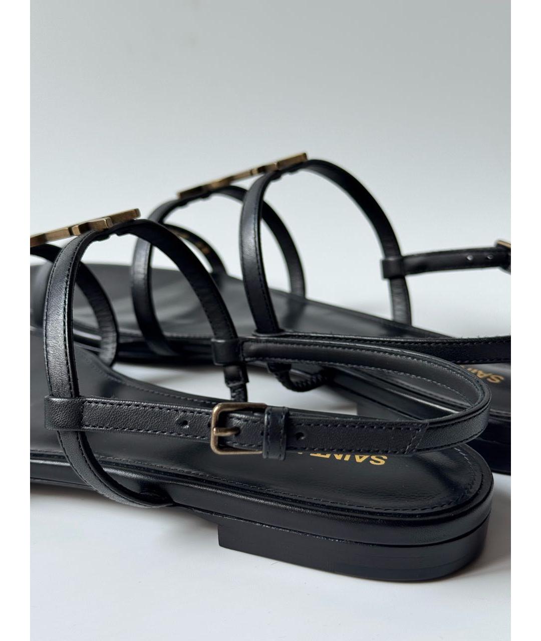 SAINT LAURENT Черные кожаные босоножки, фото 7