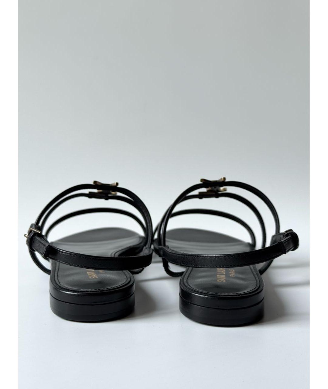 SAINT LAURENT Черные кожаные босоножки, фото 3