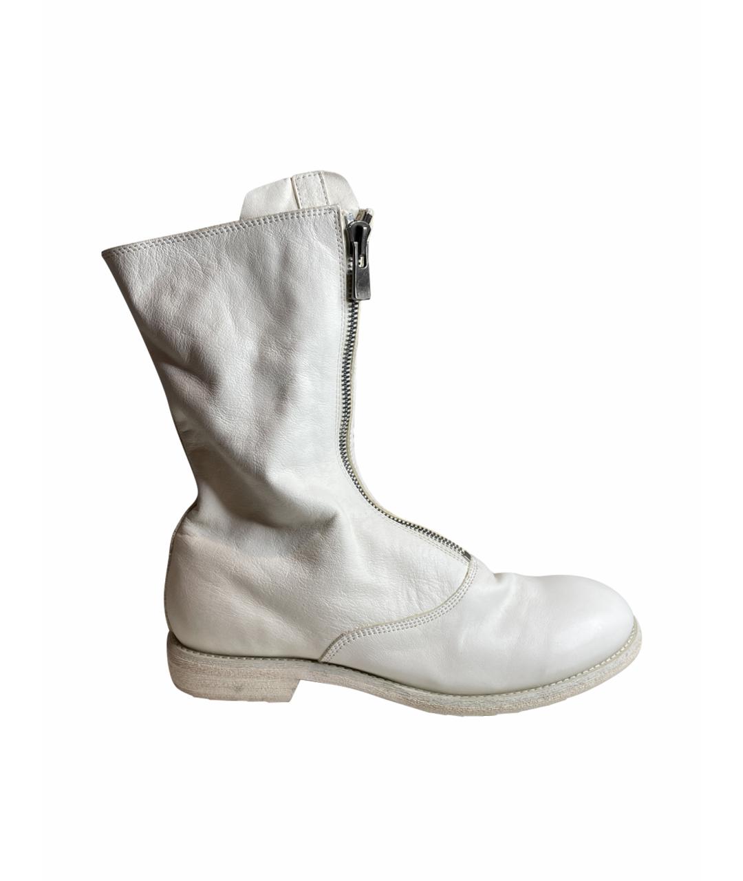 GUIDI Белые кожаные сапоги, фото 1