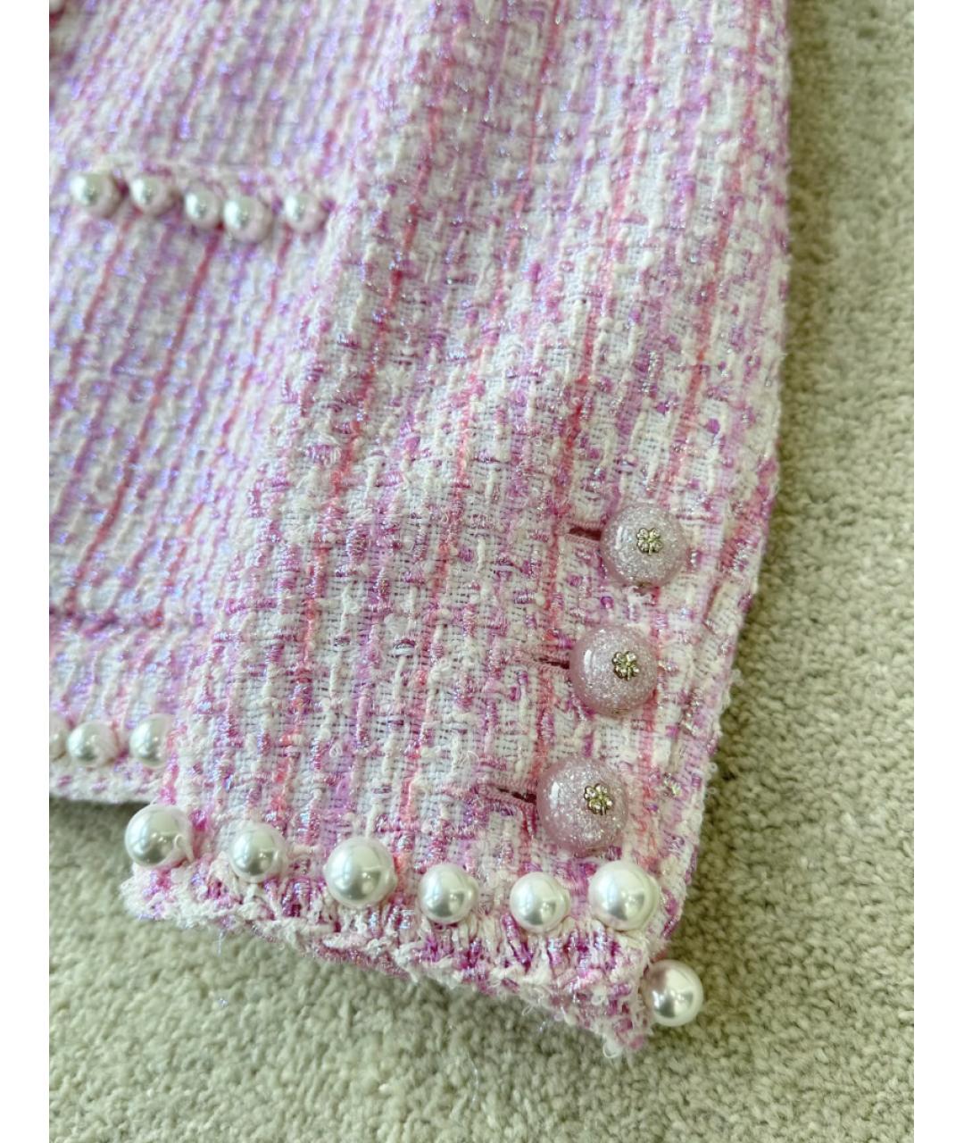 CHANEL Розовый твидовый жакет/пиджак, фото 4
