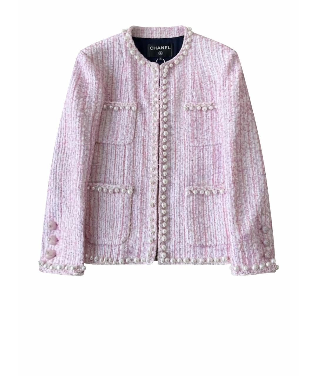 CHANEL Розовый твидовый жакет/пиджак, фото 1