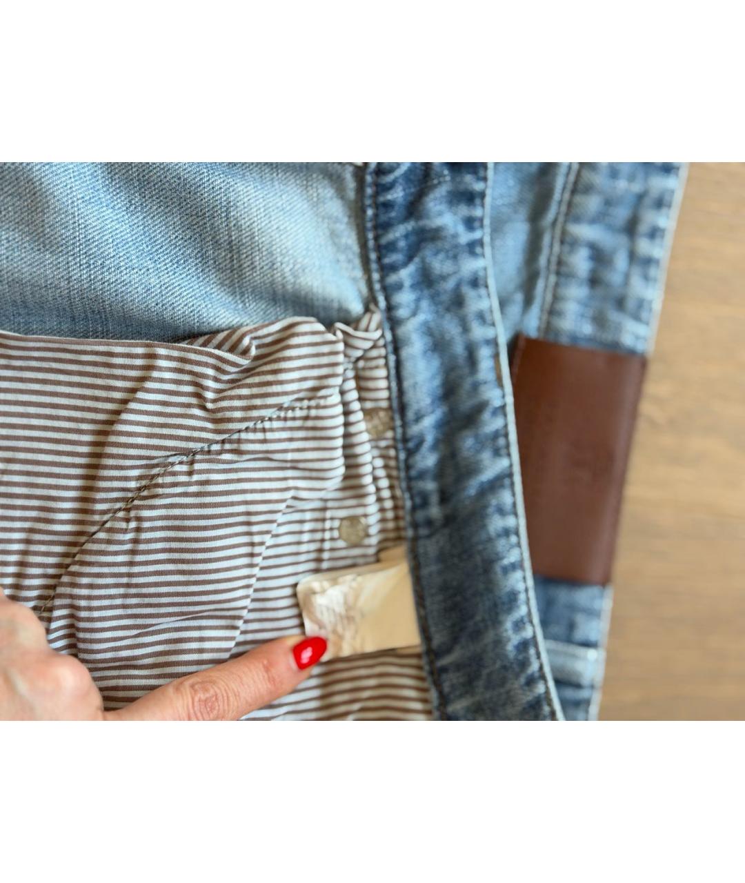 BRUNELLO CUCINELLI Голубые хлопковые прямые джинсы, фото 5