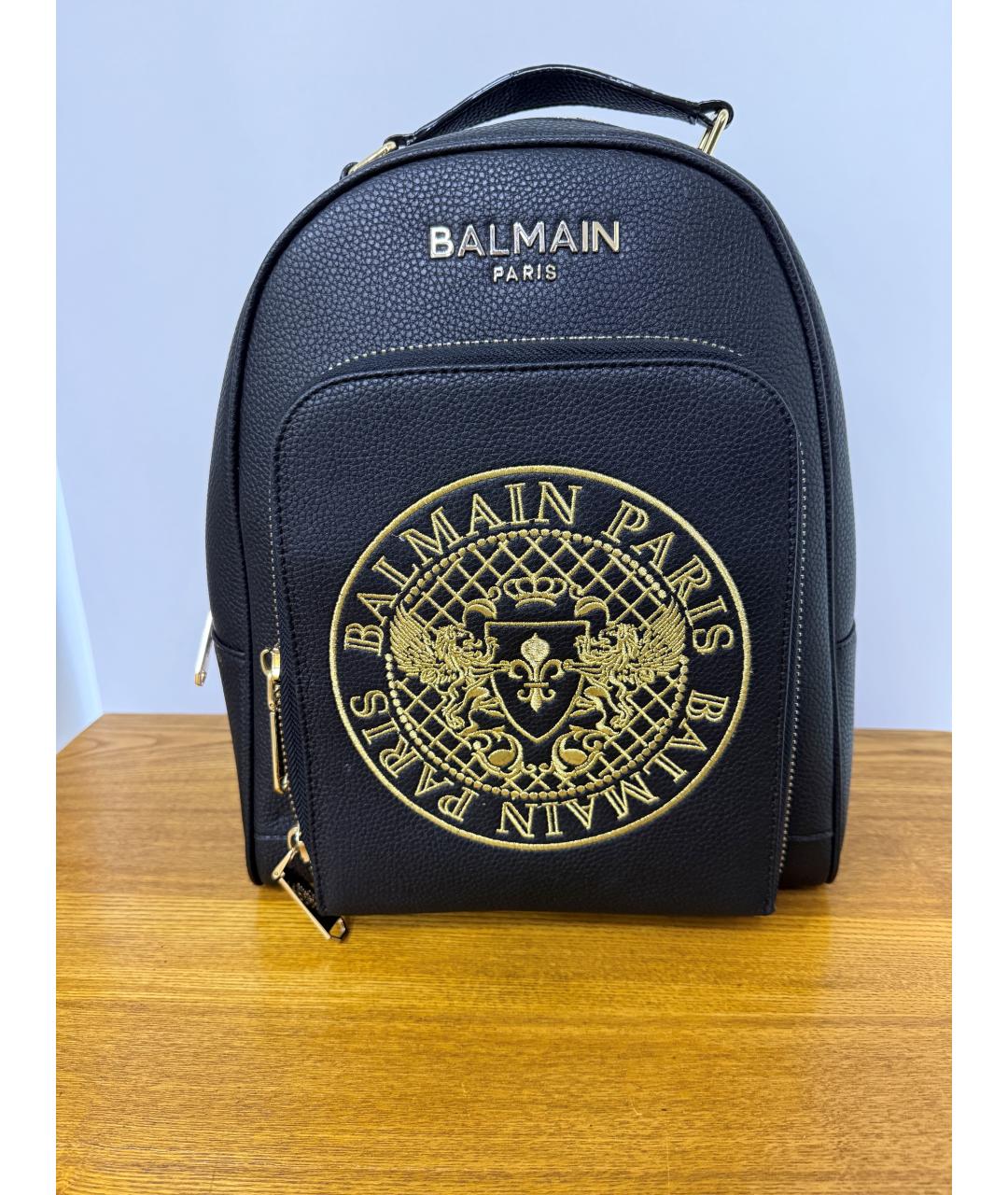BALMAIN Черный кожаный рюкзак, фото 3