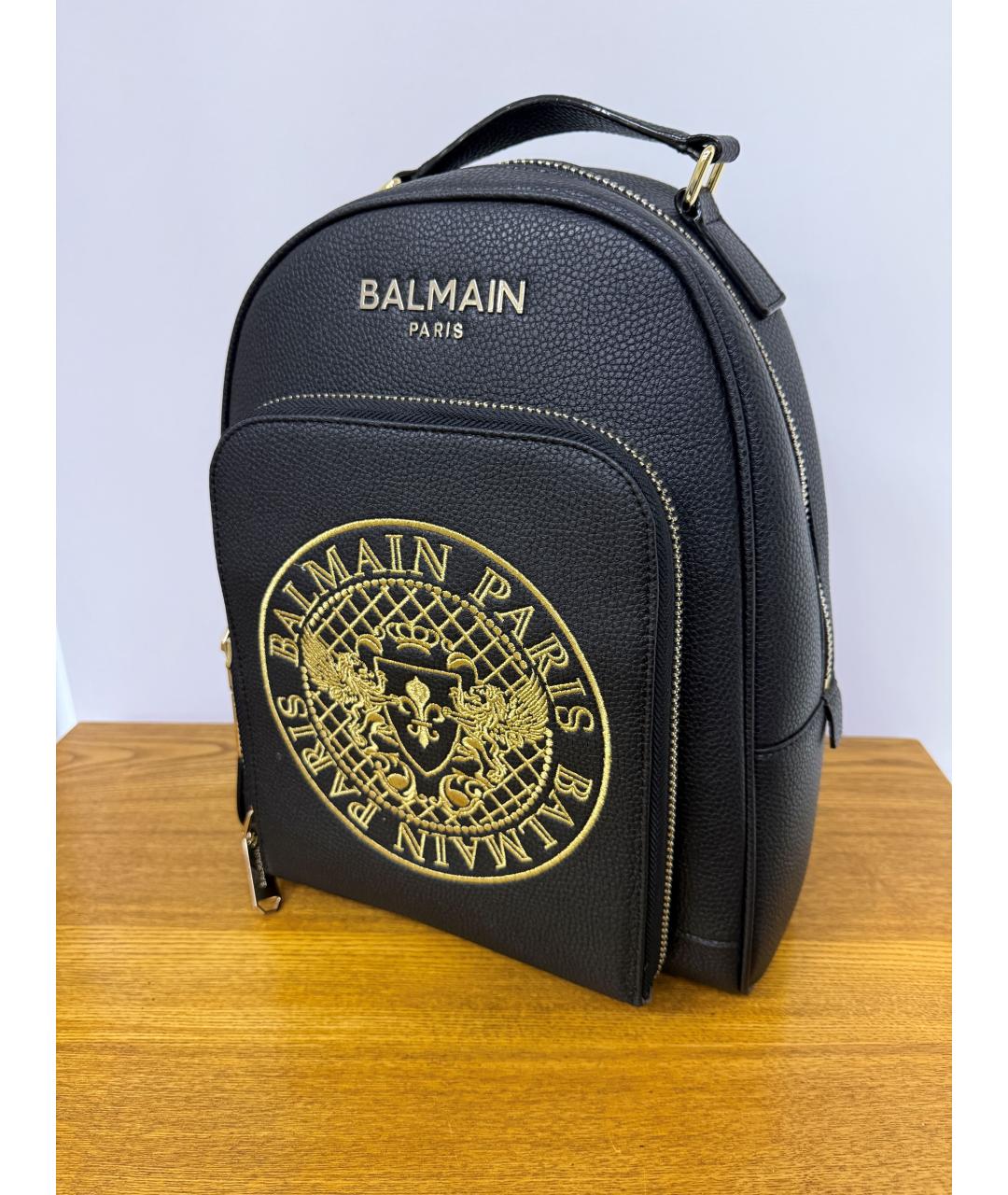BALMAIN Черный кожаный рюкзак, фото 4