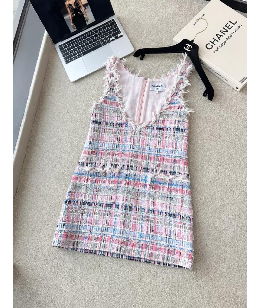 CHANEL Розовое хлопковое повседневное платье, фото 2