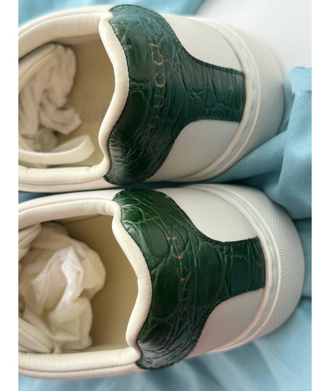 GUCCI Белые кожаные кроссовки, фото 4