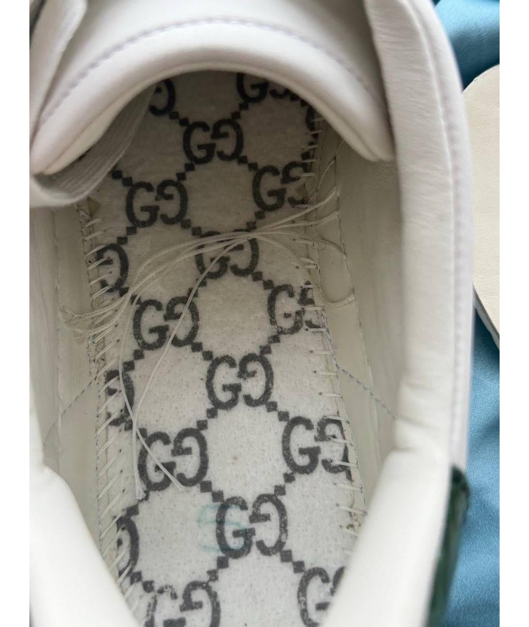 GUCCI Белые кожаные кроссовки, фото 5
