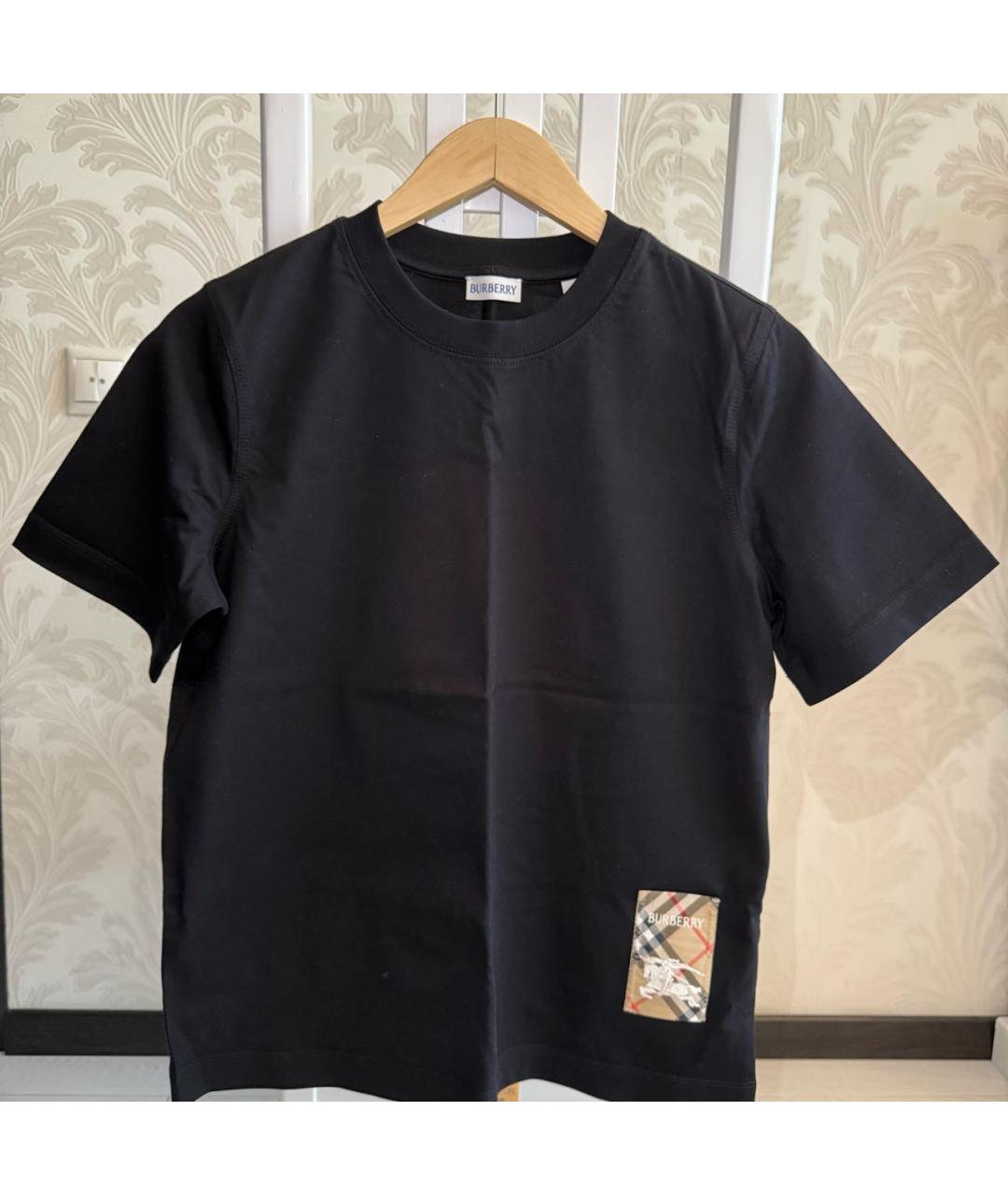 BURBERRY Черная хлопковая футболка, фото 5