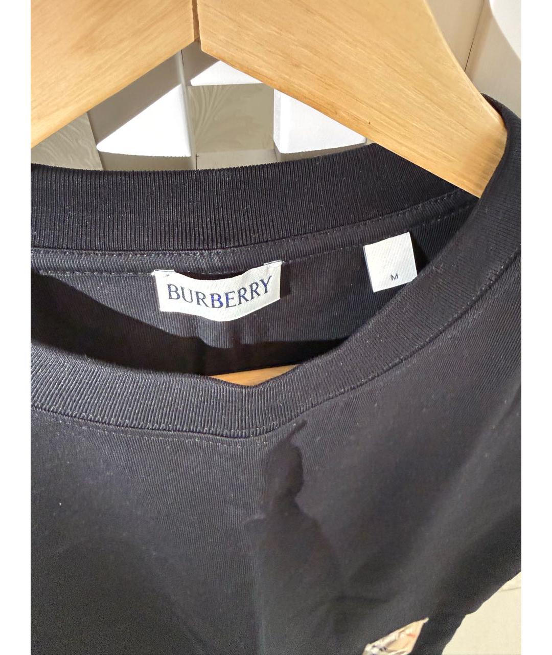 BURBERRY Черная хлопковая футболка, фото 3