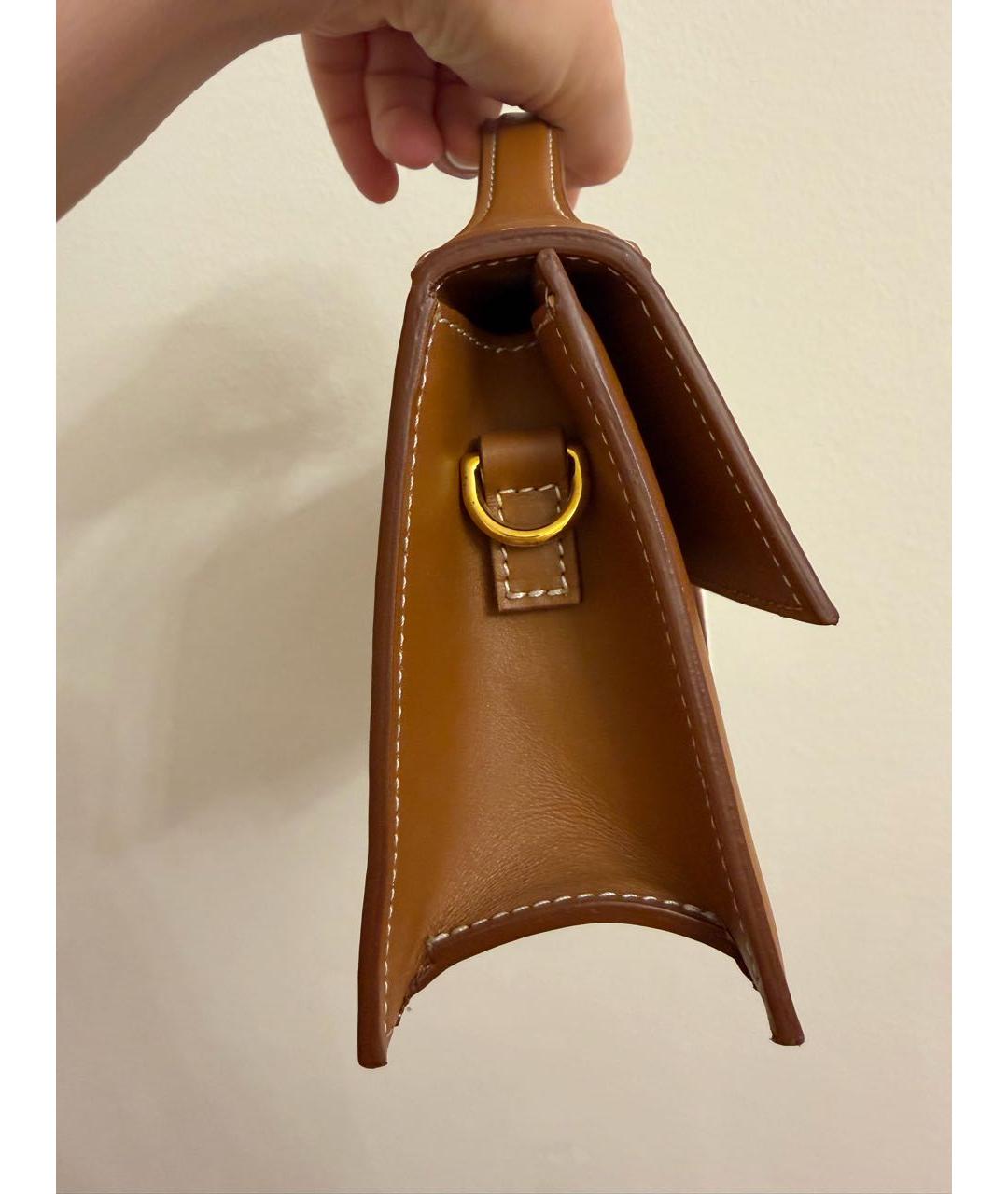 JACQUEMUS Коричневая кожаная сумка через плечо, фото 5