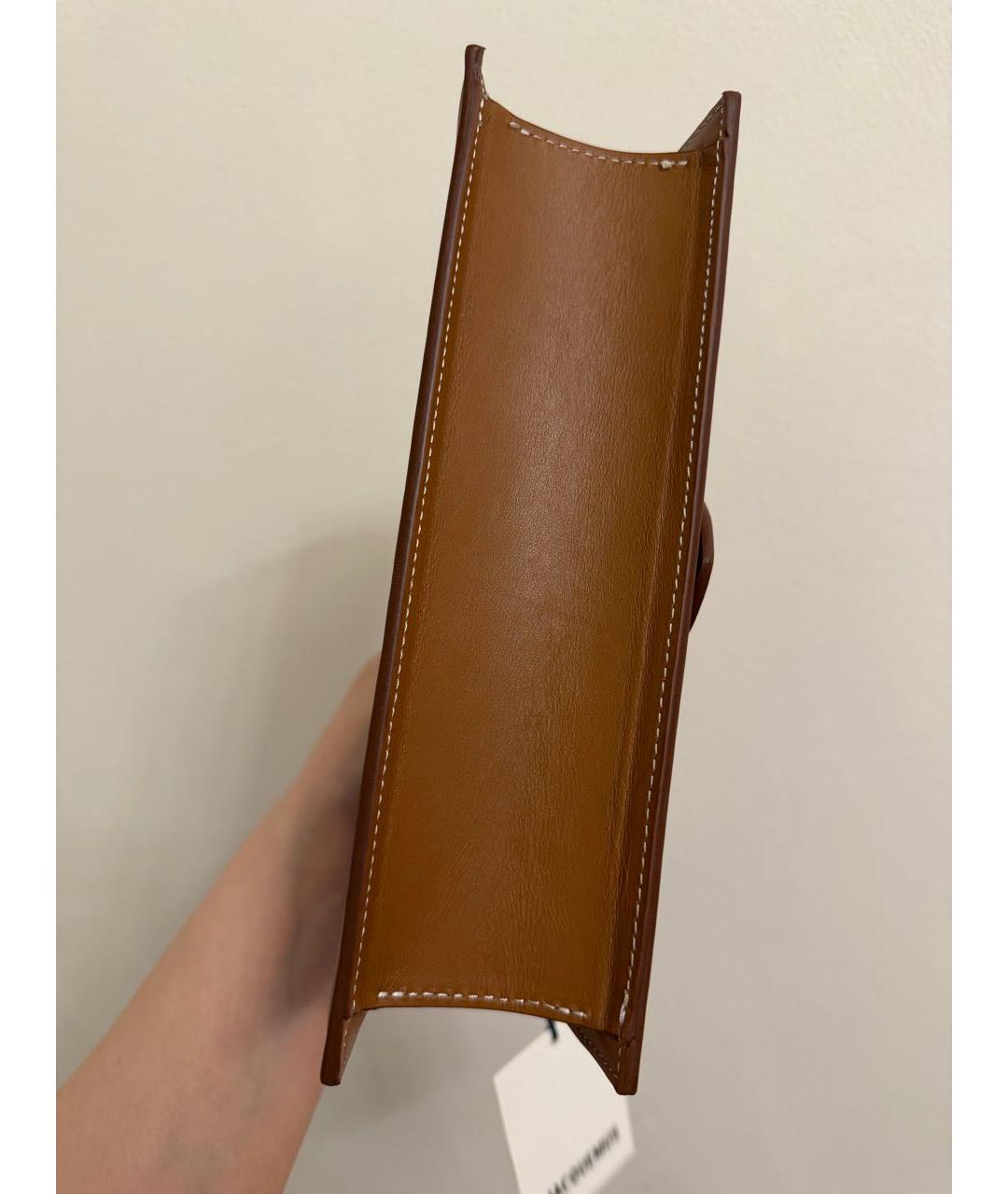 JACQUEMUS Коричневая кожаная сумка через плечо, фото 6