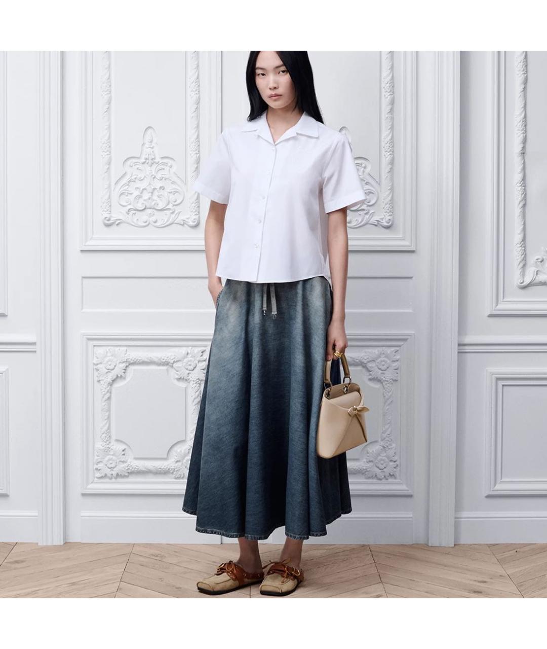 CHRISTIAN DIOR Синяя деним юбка миди, фото 2