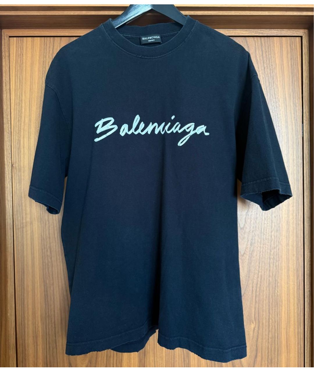 BALENCIAGA Черная хлопковая футболка, фото 3