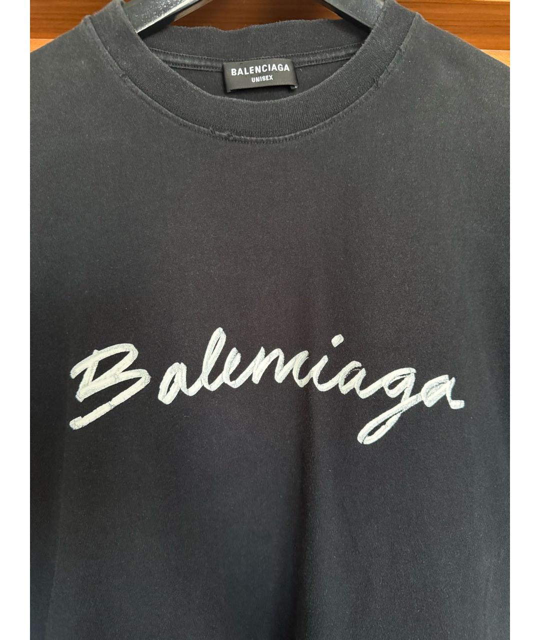 BALENCIAGA Черная хлопковая футболка, фото 4