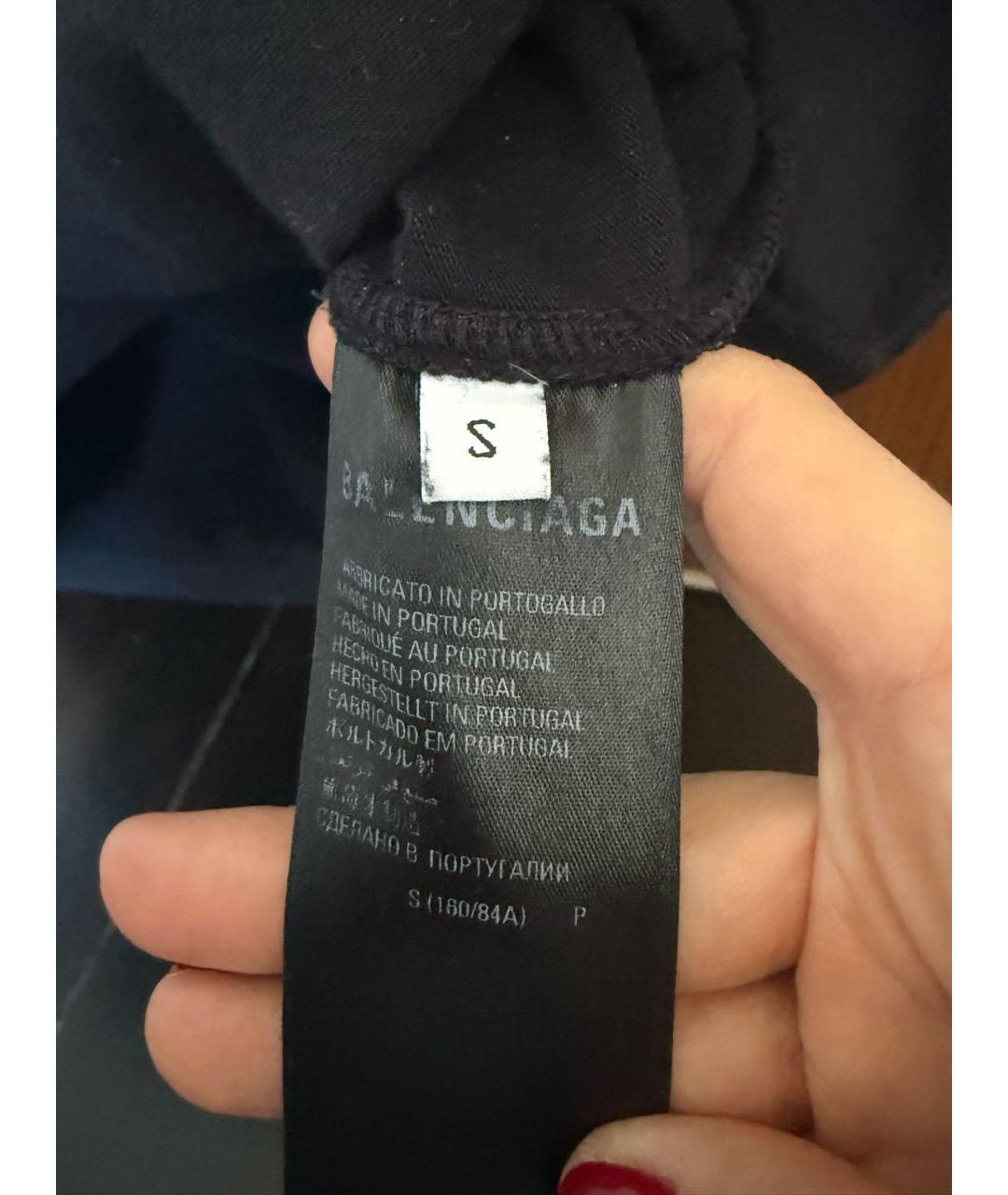 BALENCIAGA Черная хлопковая футболка, фото 5