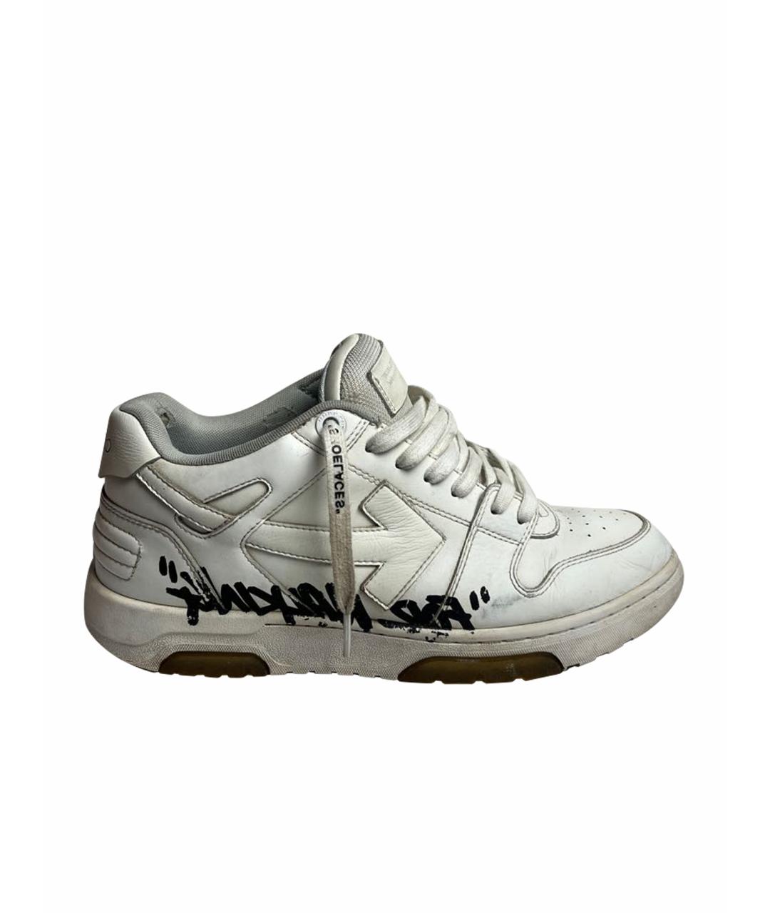 OFF-WHITE Белые кожаные низкие кроссовки / кеды, фото 1