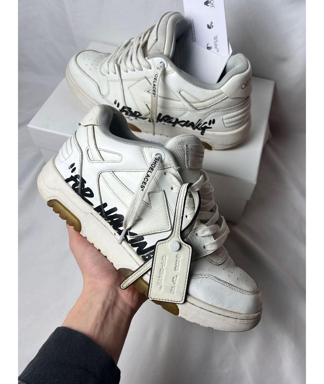 OFF-WHITE Белые кожаные низкие кроссовки / кеды, фото 2