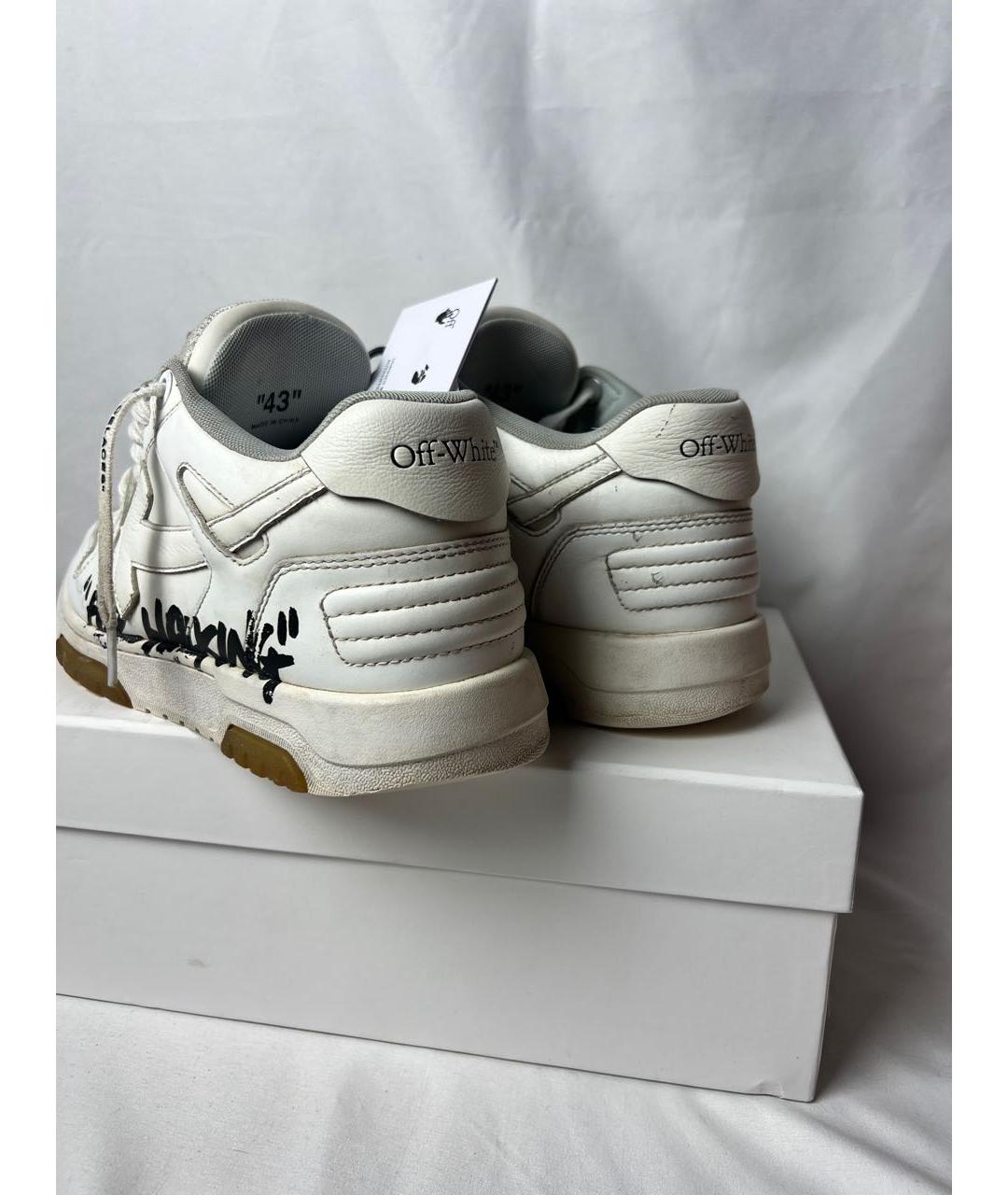 OFF-WHITE Белые кожаные низкие кроссовки / кеды, фото 3