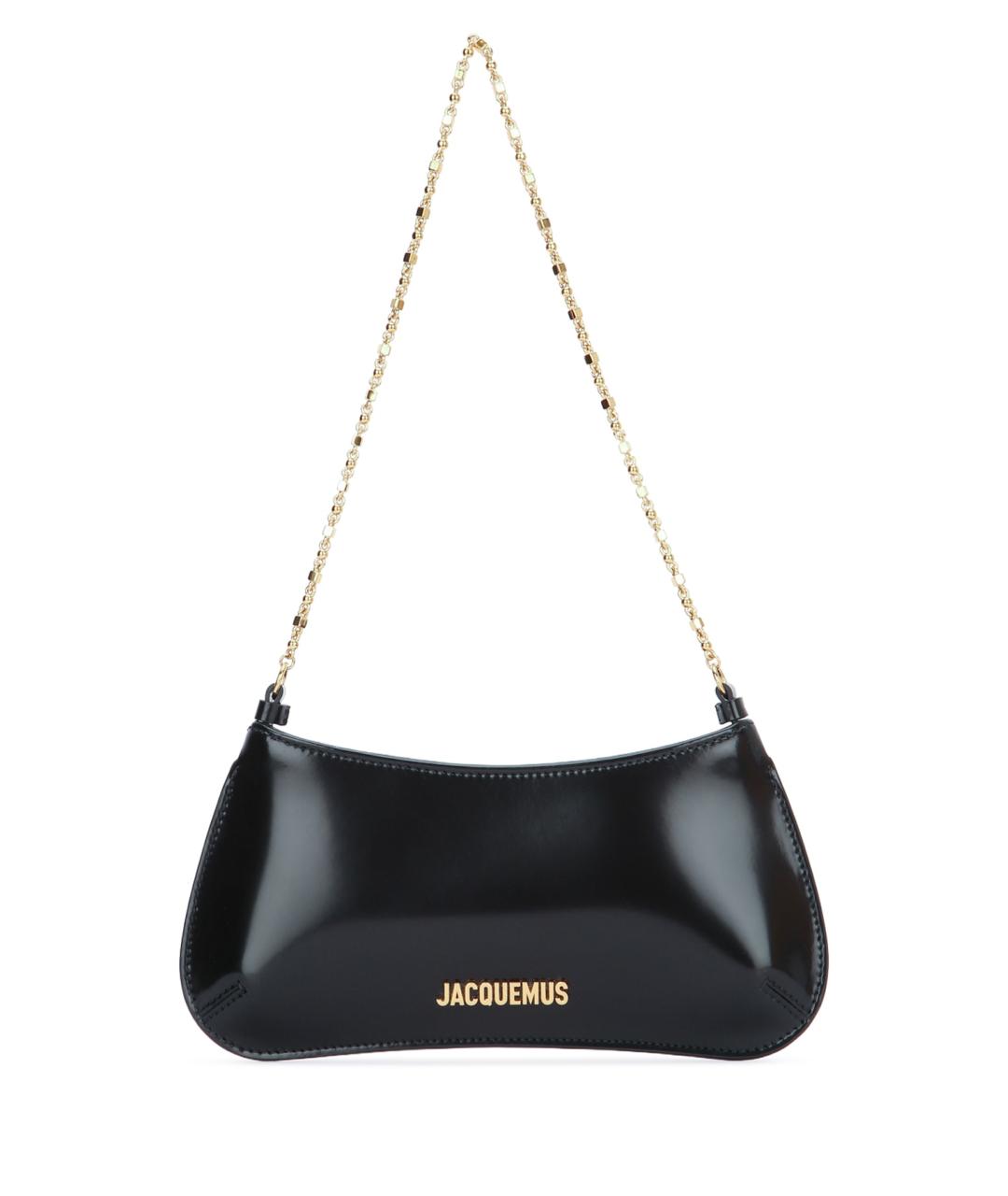 JACQUEMUS Черная кожаная сумка с короткими ручками, фото 1