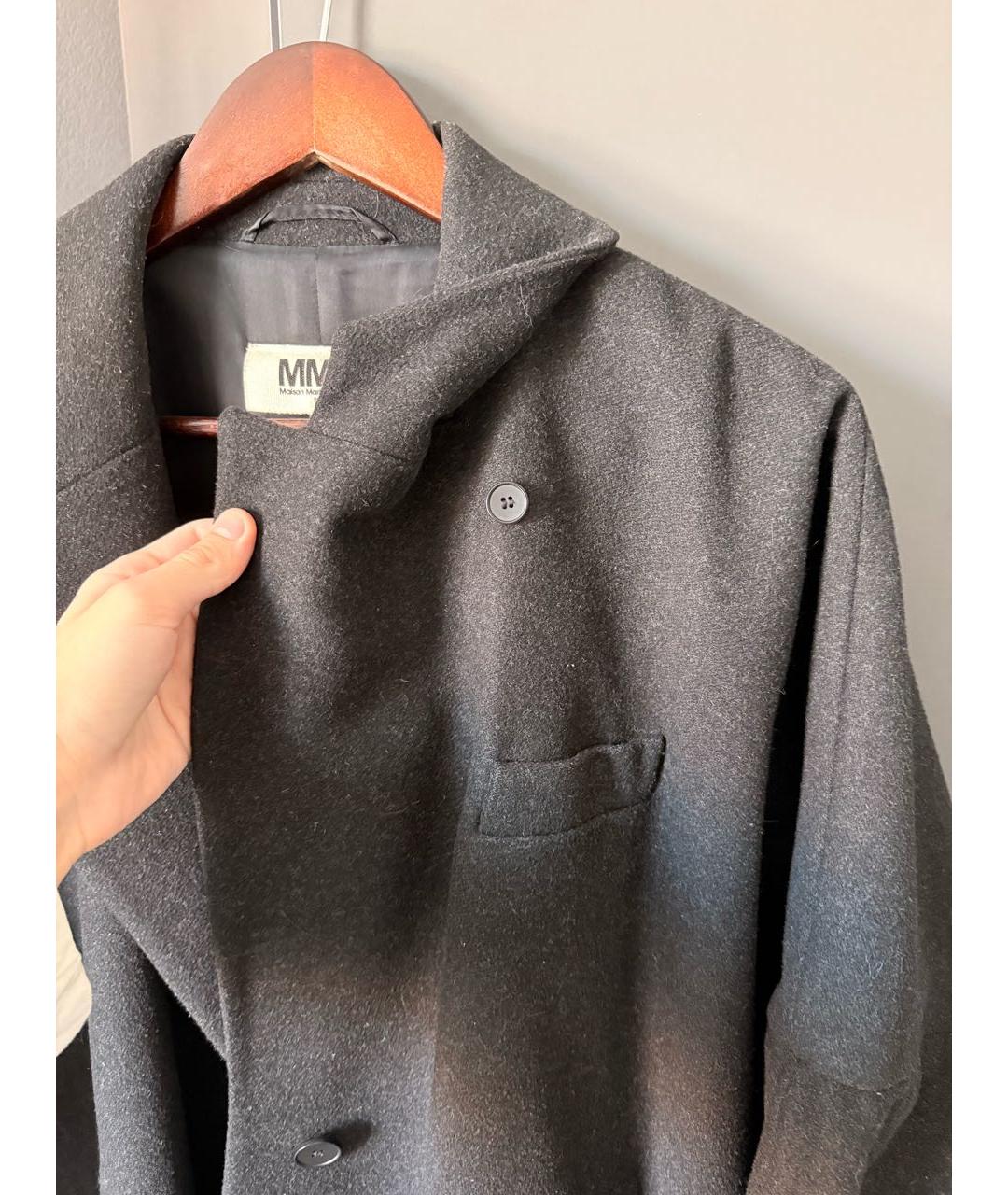 MM6 MAISON MARGIELA Черное шерстяное пальто, фото 4