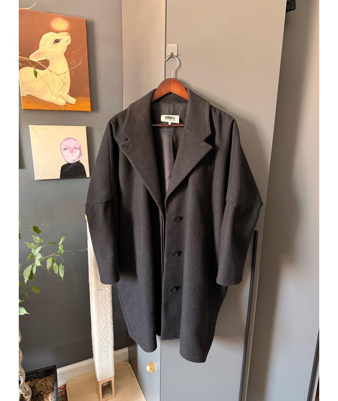 MM6 MAISON MARGIELA Черное шерстяное пальто, фото 9