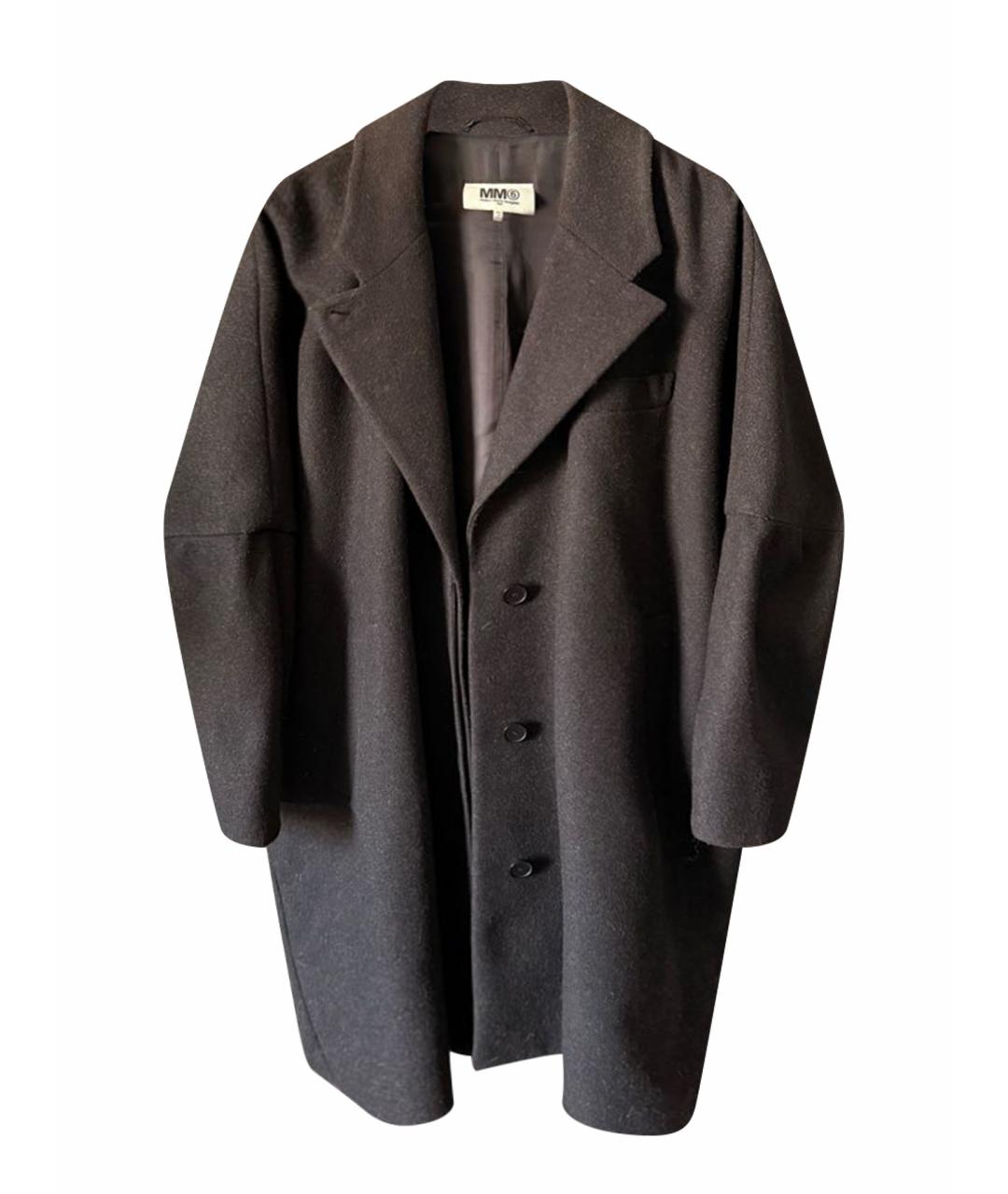 MM6 MAISON MARGIELA Черное шерстяное пальто, фото 1