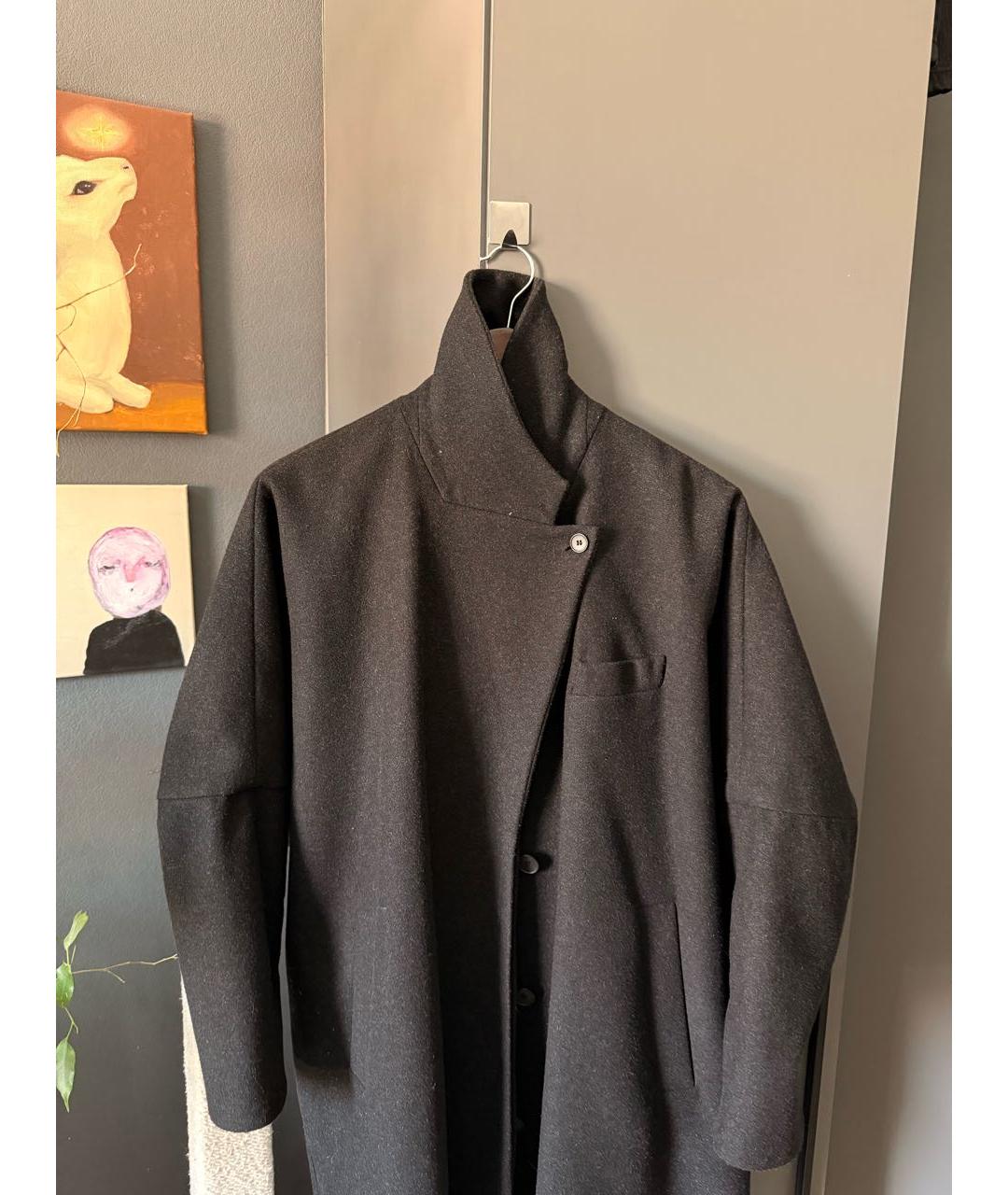 MM6 MAISON MARGIELA Черное шерстяное пальто, фото 5