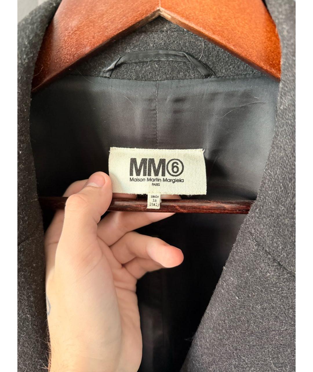 MM6 MAISON MARGIELA Черное шерстяное пальто, фото 3